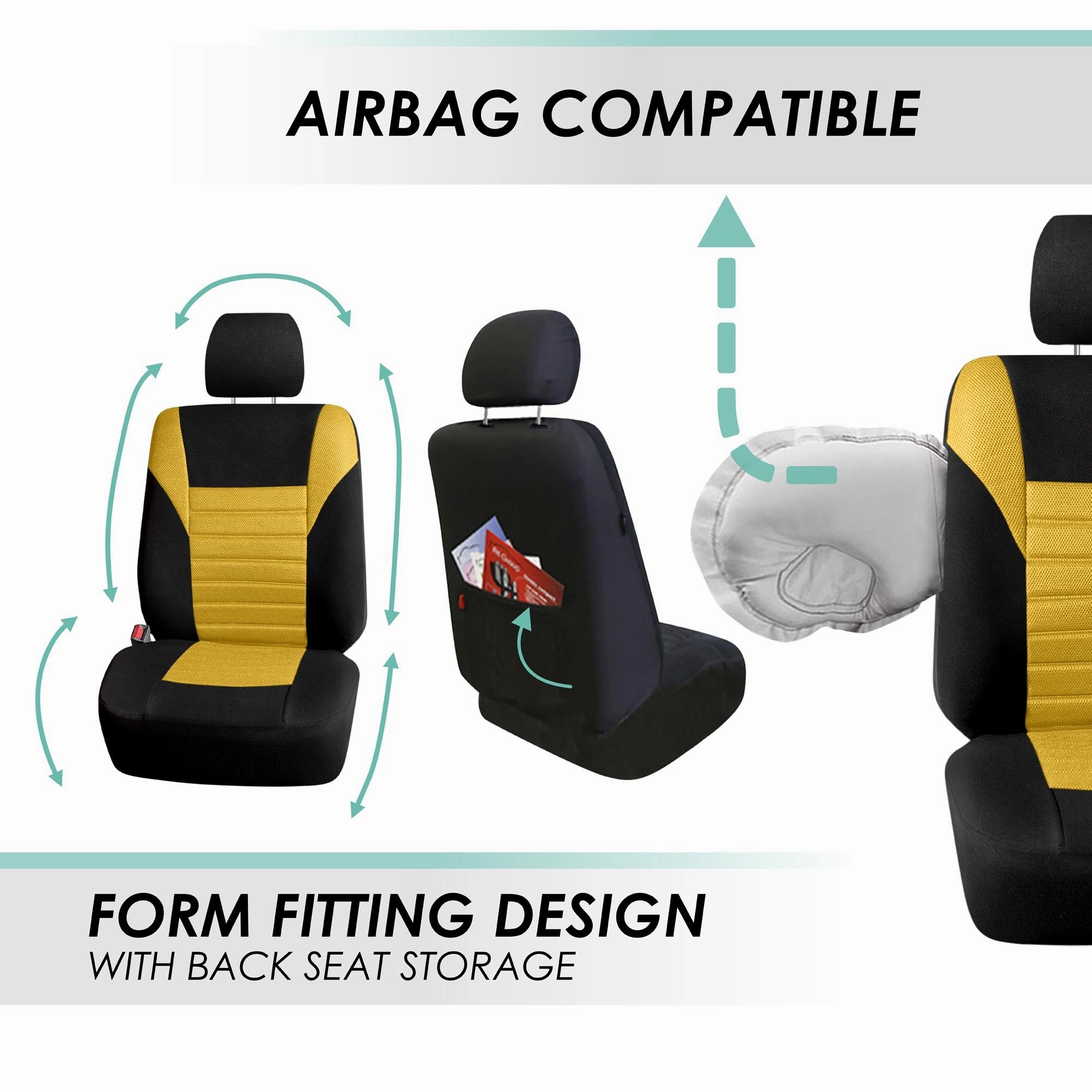 Premium 3D Air Mesh Seat Covers - Front Set Yellow