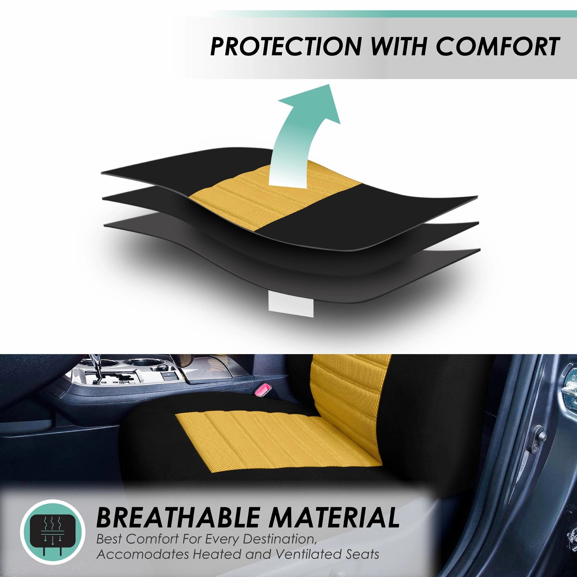 Premium 3D Air Mesh Seat Covers - Front Set Yellow