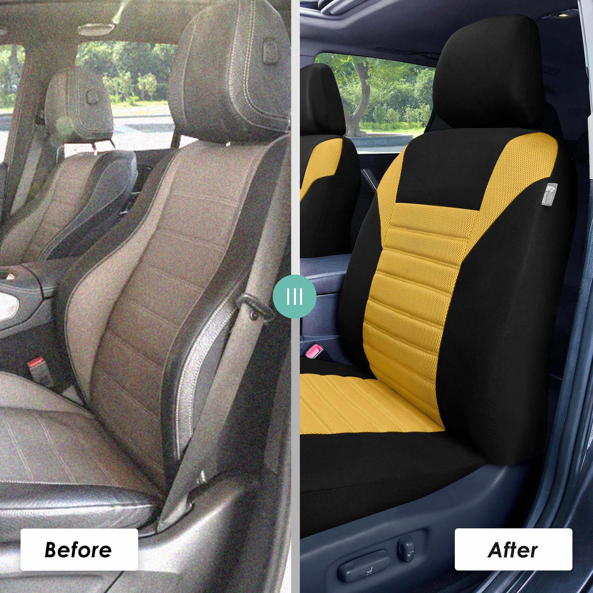 Premium 3D Air Mesh Seat Covers - Front Set Yellow