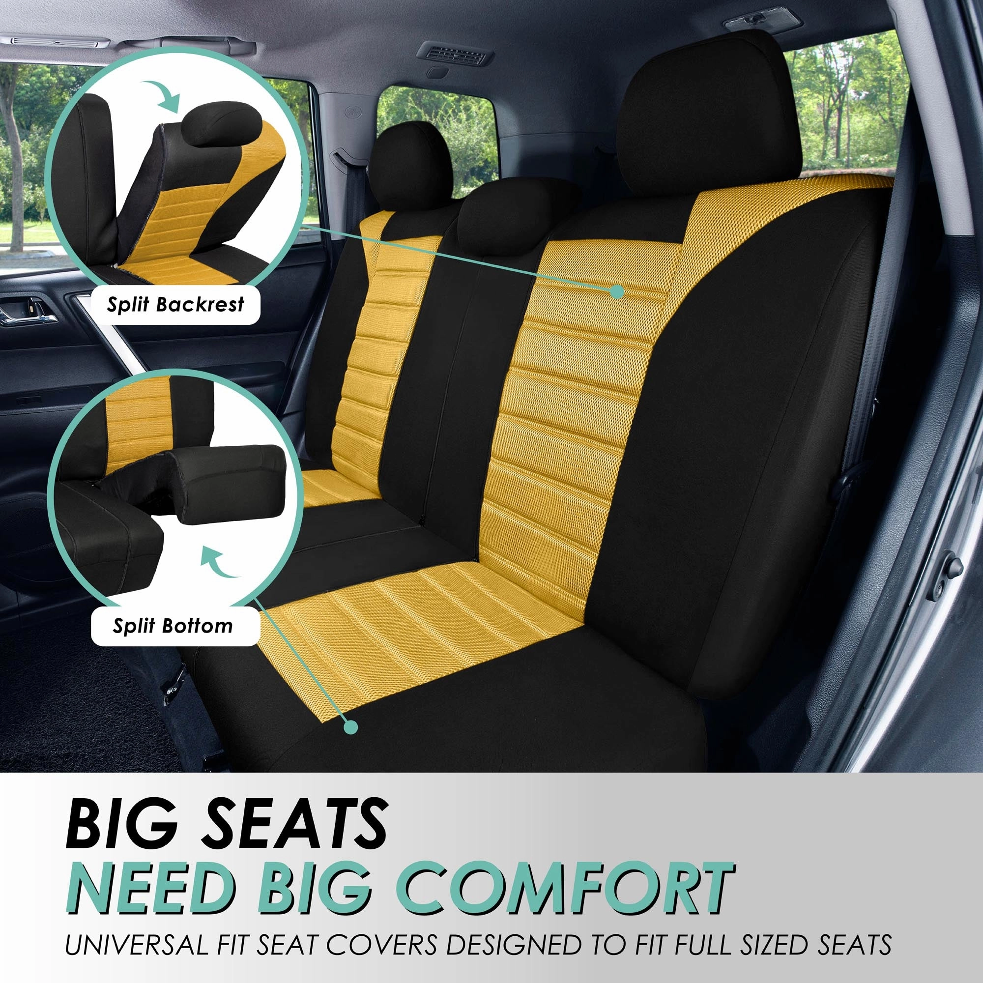 Premium 3D Air Mesh Seat Covers - Front Set Yellow