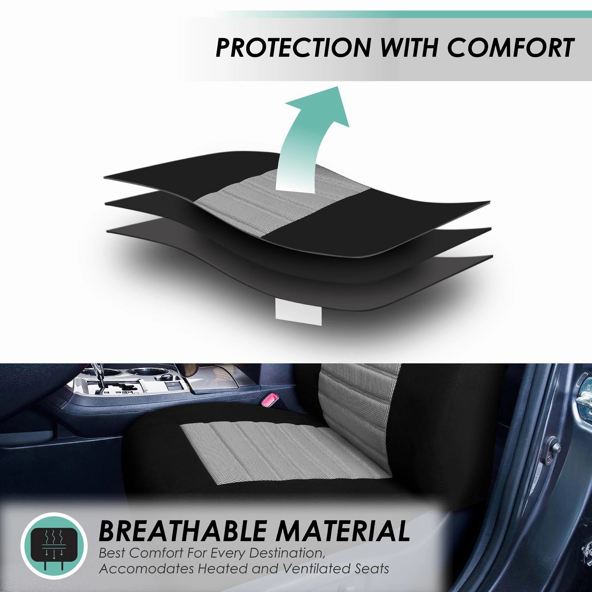 Premium 3D Air Mesh Seat Covers - Full Set Gray