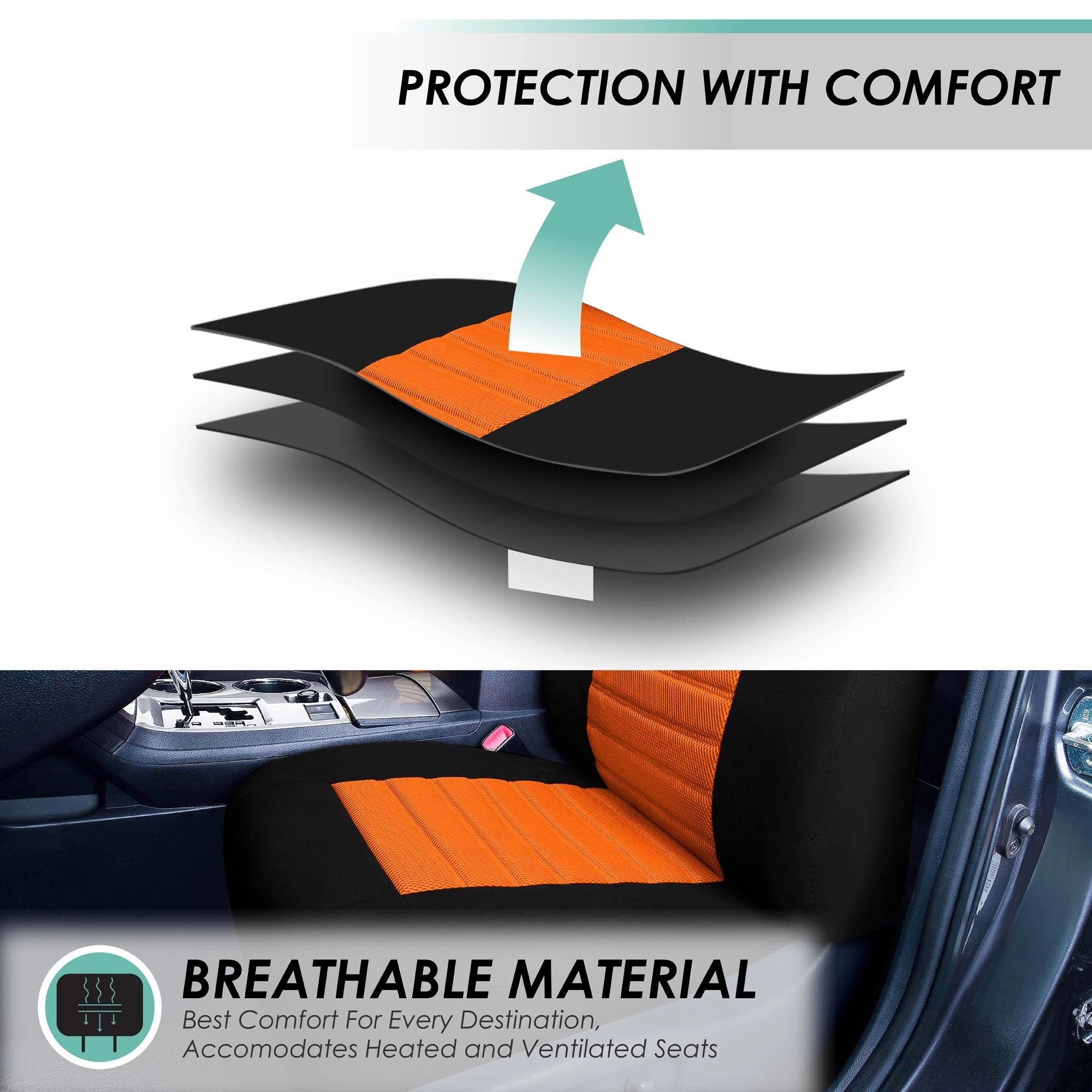 Premium 3D Air Mesh Seat Covers - Full Set Orange