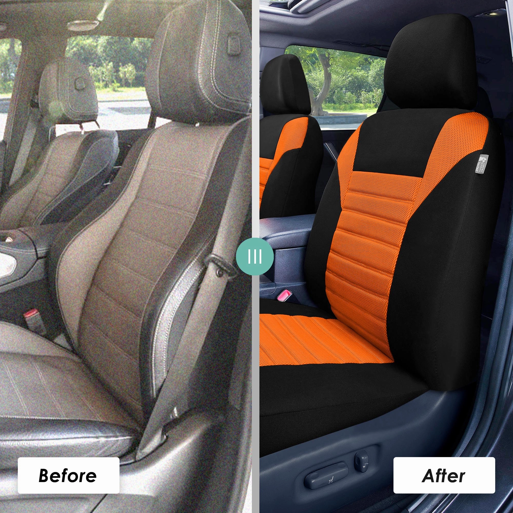Premium 3D Air Mesh Seat Covers - Full Set Orange