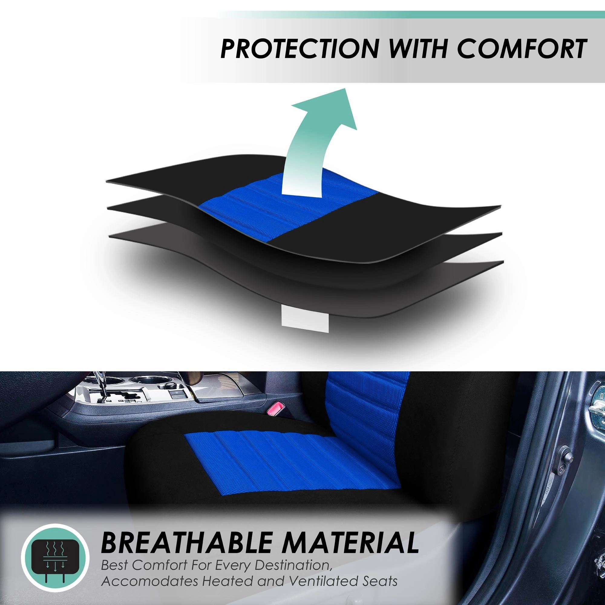 Premium 3D Air Mesh Seat Covers - Rear Blue