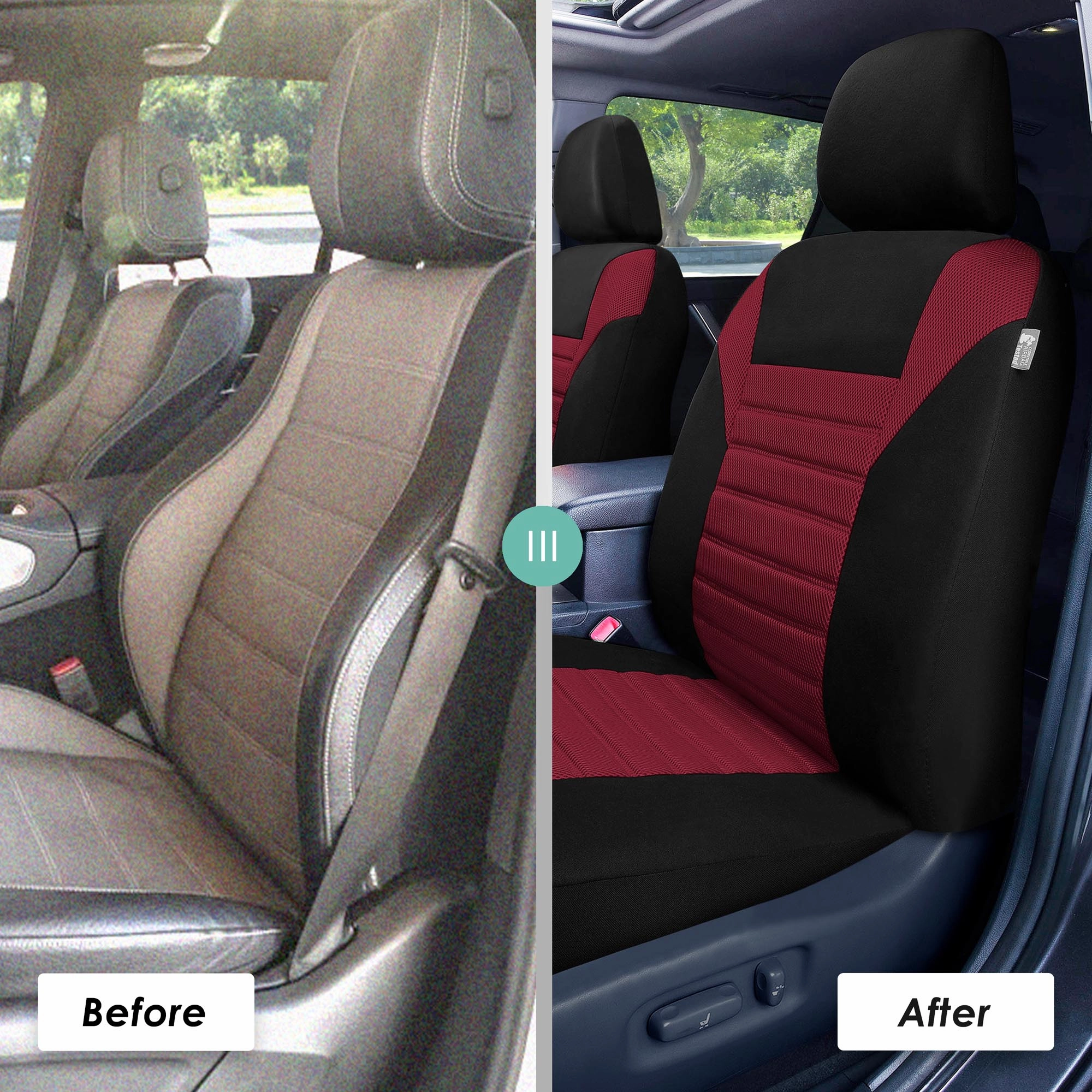 Premium 3D Air Mesh Seat Covers - Rear Burgundy