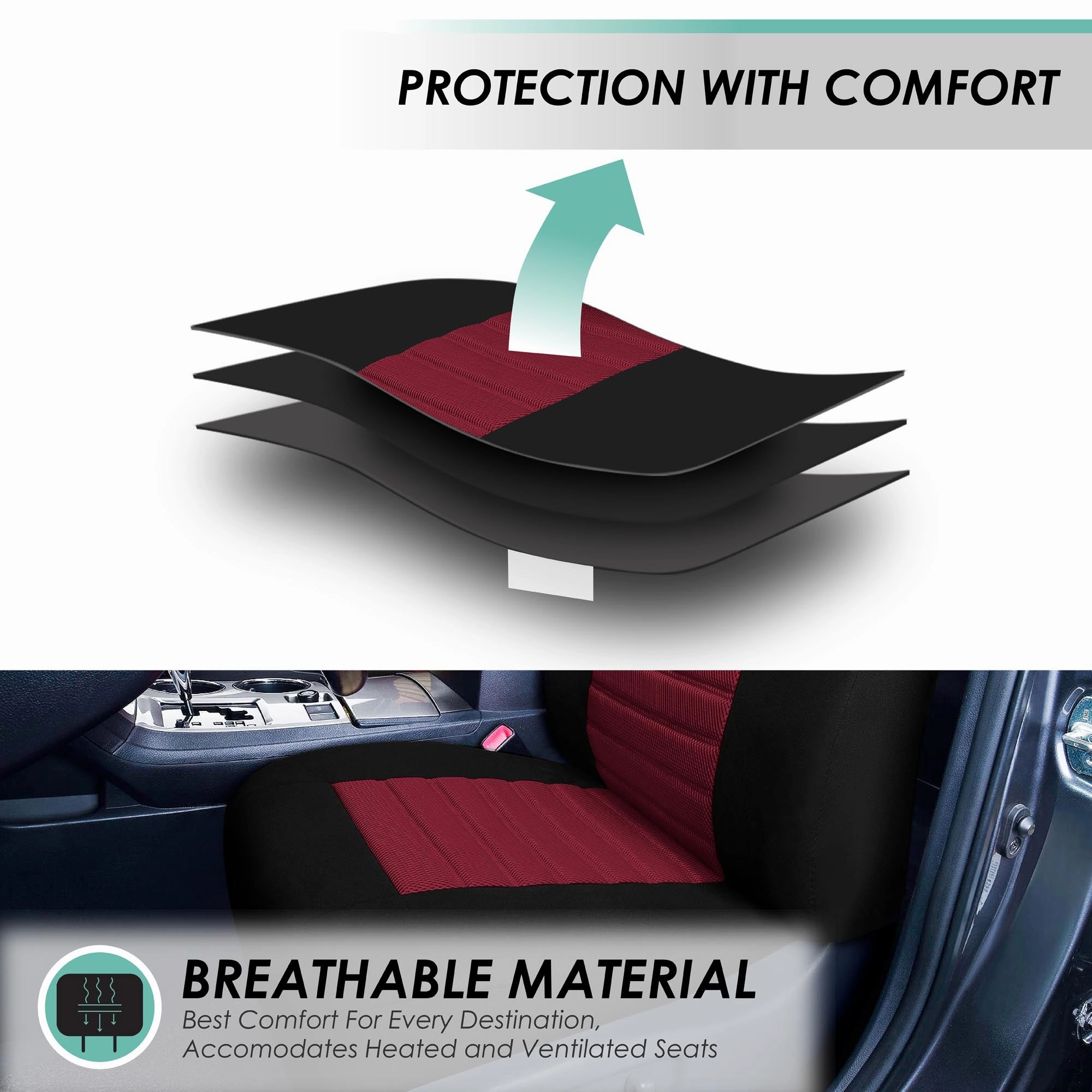 Premium 3D Air Mesh Seat Covers - Rear Burgundy