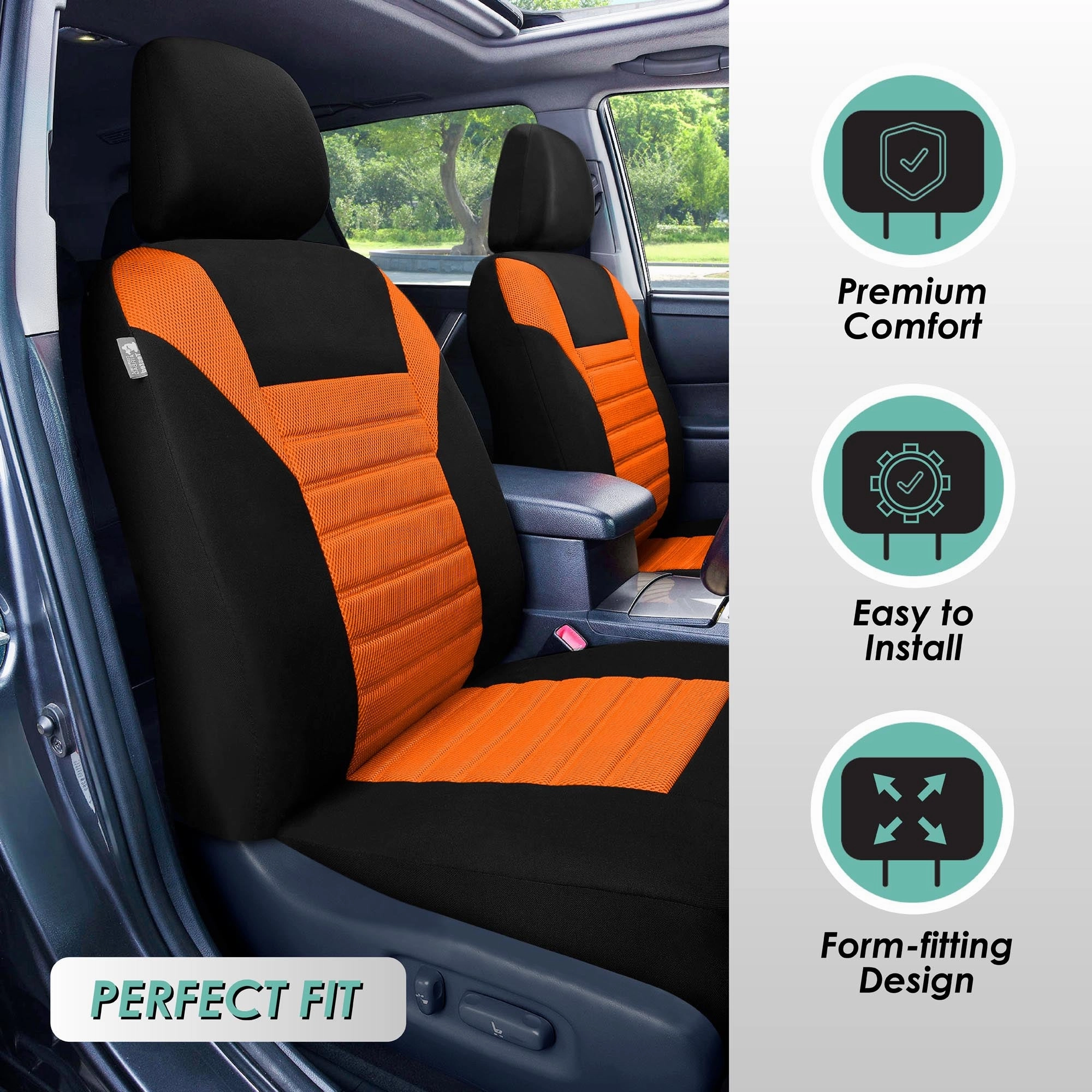 Premium 3D Air Mesh Seat Covers - Rear Orange