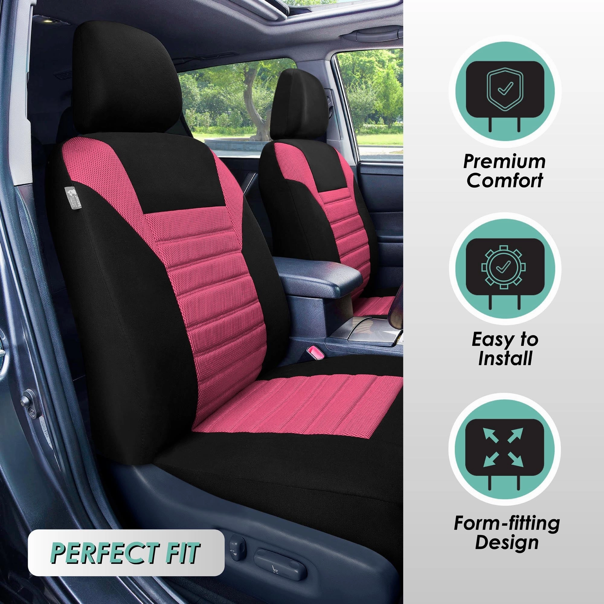 Premium 3D Air Mesh Seat Covers - Rear Pink