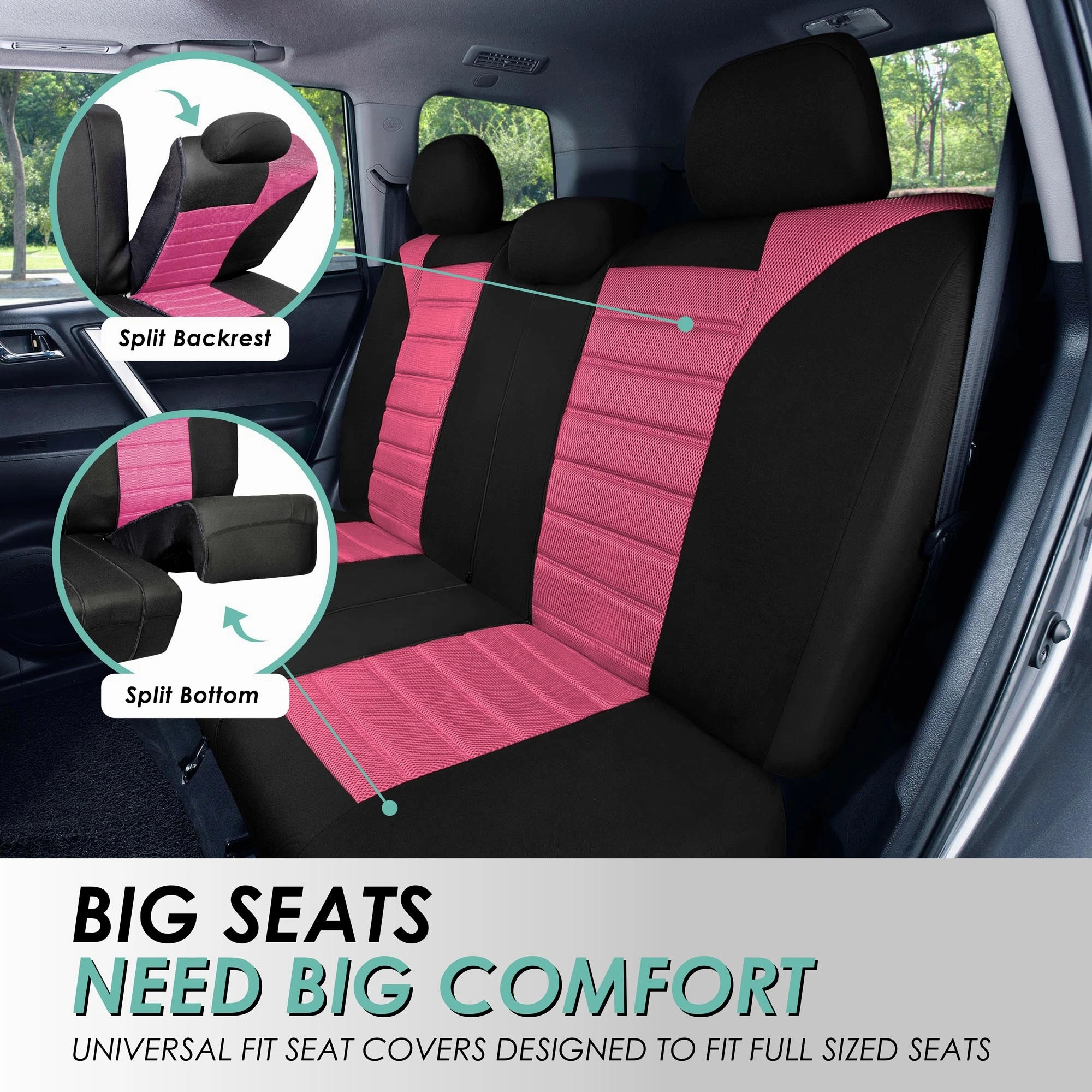 Premium 3D Air Mesh Seat Covers - Rear Pink