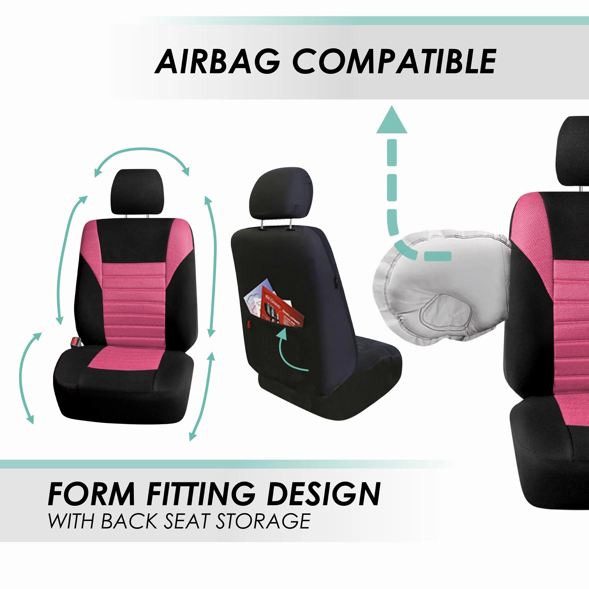 Premium 3D Air Mesh Seat Covers - Rear Pink