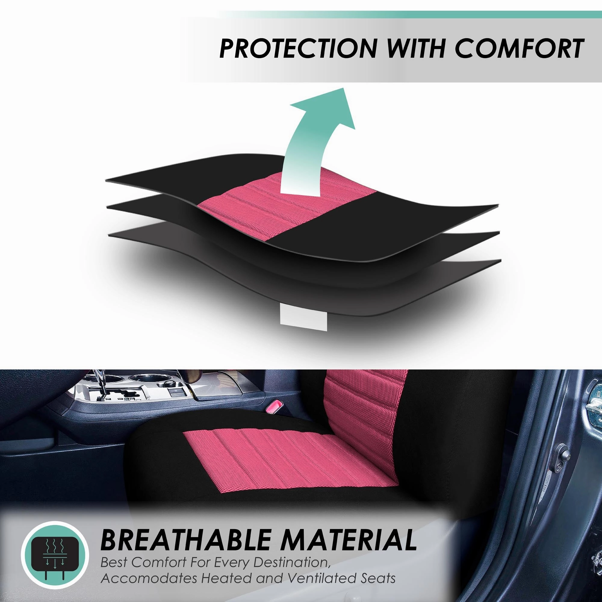 Premium 3D Air Mesh Seat Covers - Rear Pink