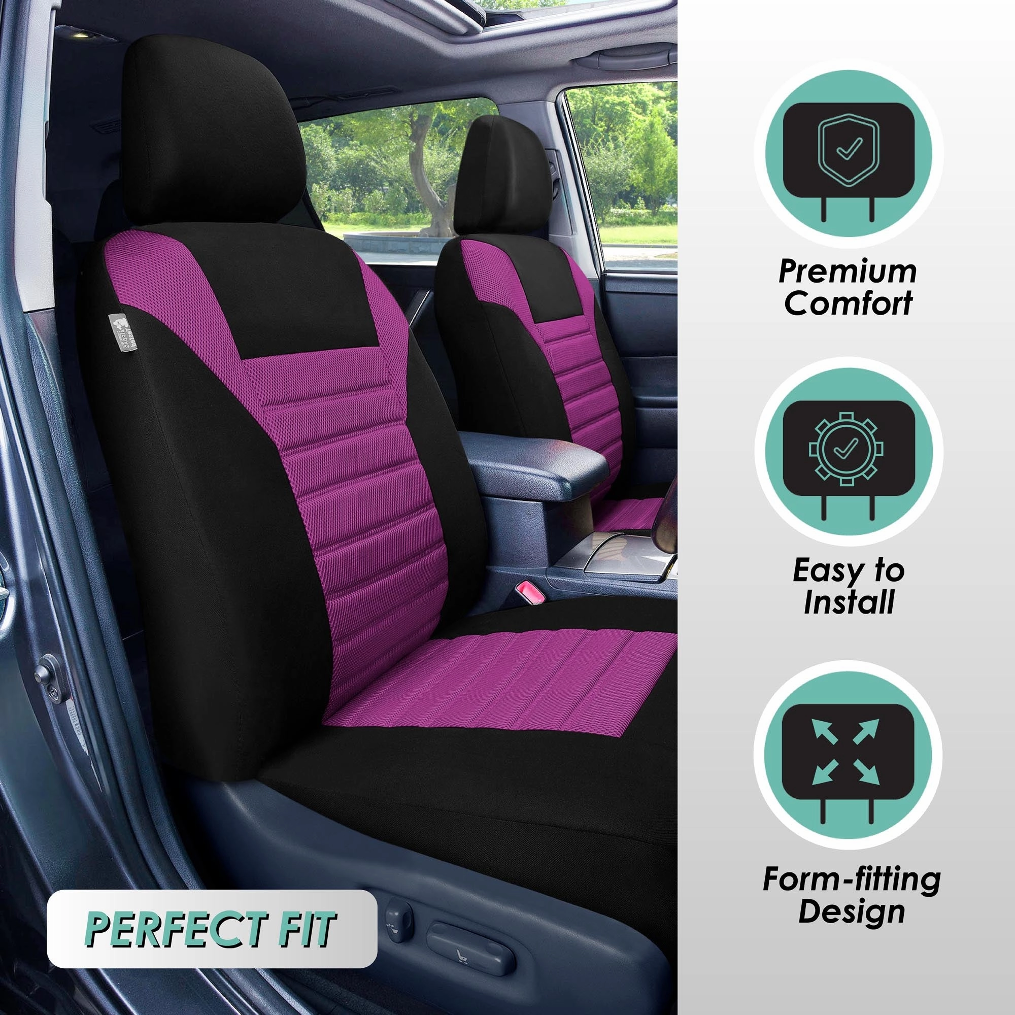 Premium 3D Air Mesh Seat Covers - Rear Purple