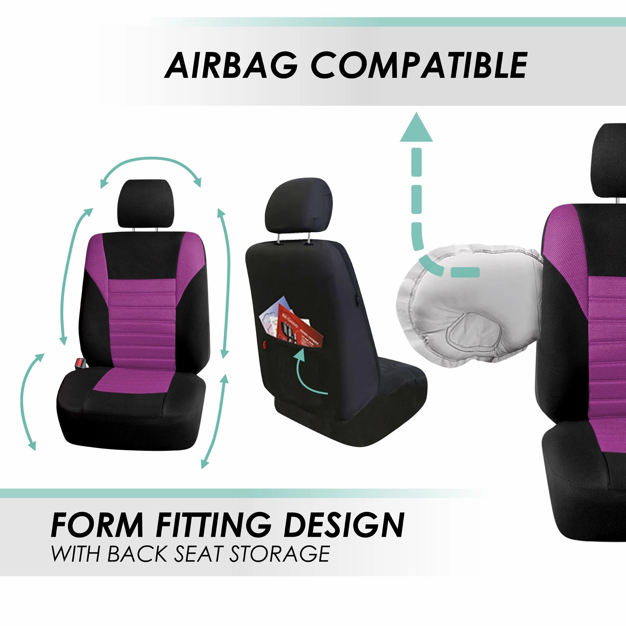 Premium 3D Air Mesh Seat Covers - Rear Purple