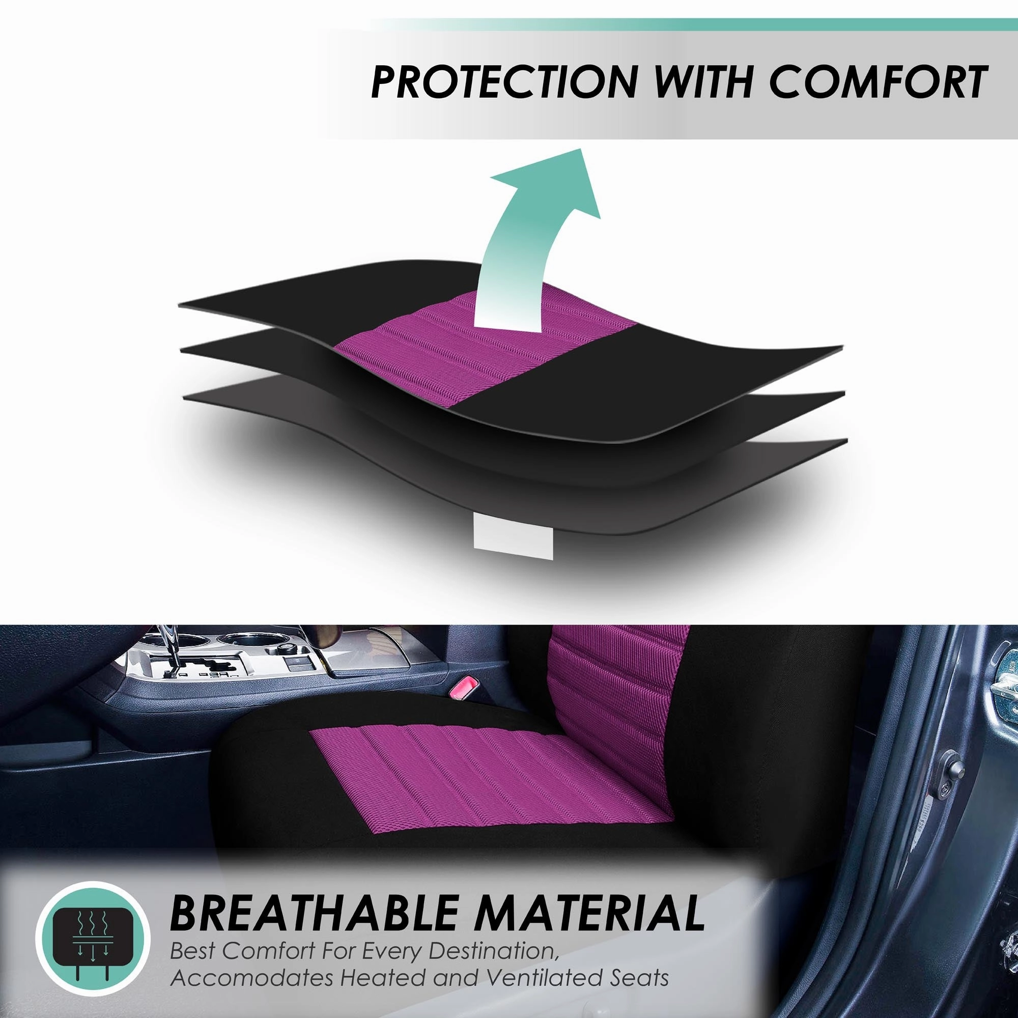 Premium 3D Air Mesh Seat Covers - Rear Purple