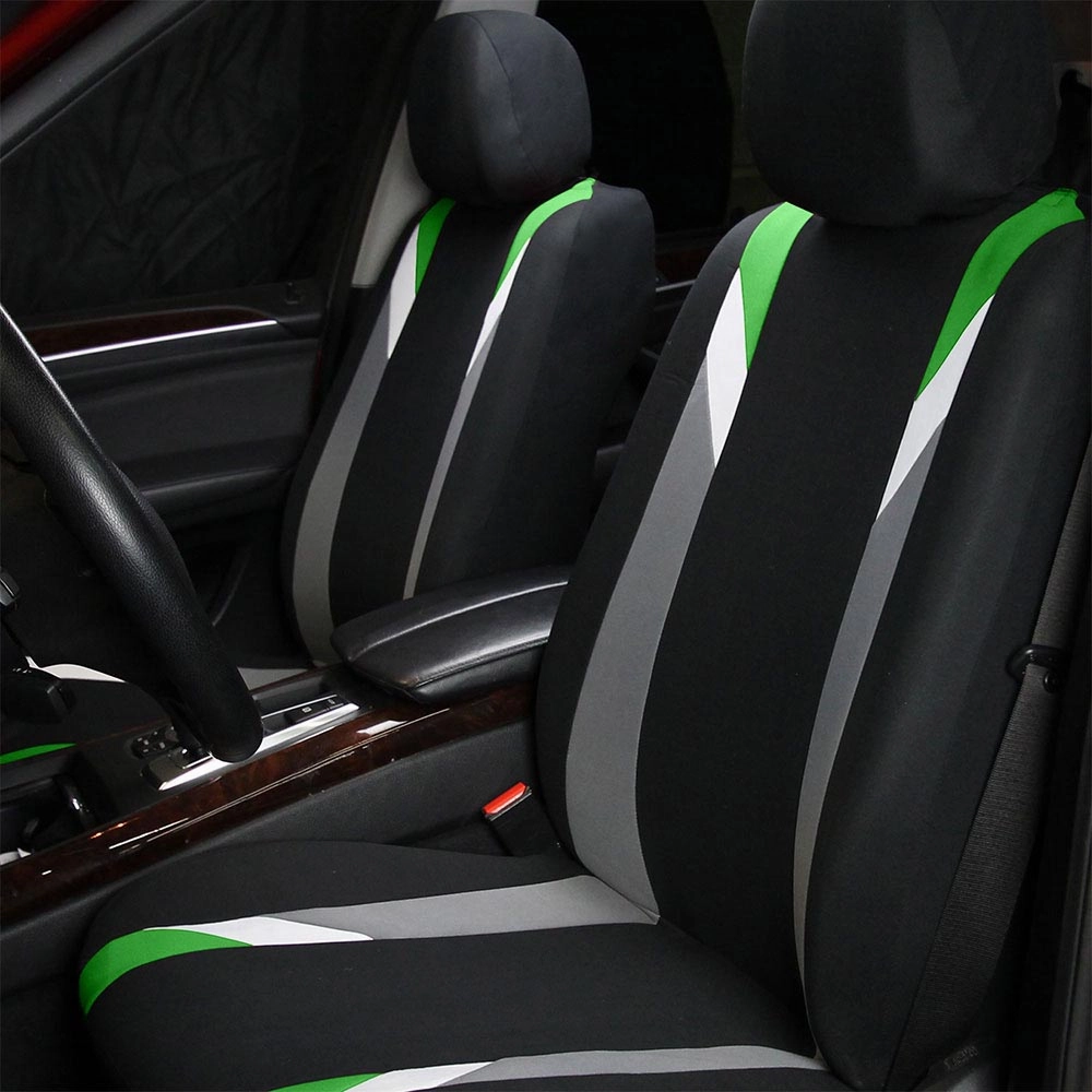 Premium Modernistic Flat Cloth Seat Covers - Front Set Green