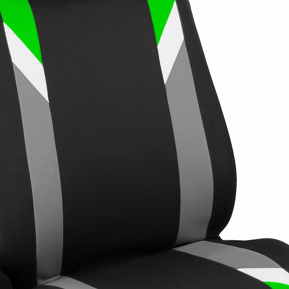 Premium Modernistic Flat Cloth Seat Covers - Front Set Green
