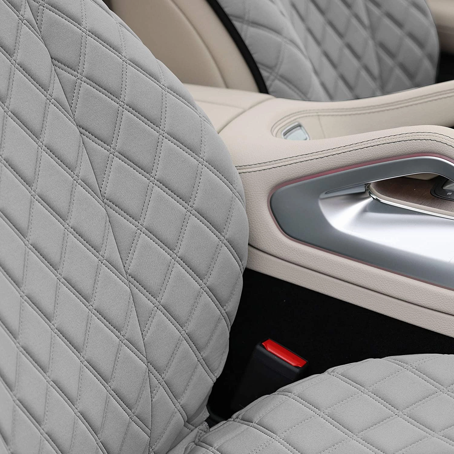 Prestige79 Neosupreme Diamond Stitch Car Seat Covers - Front Set Gray