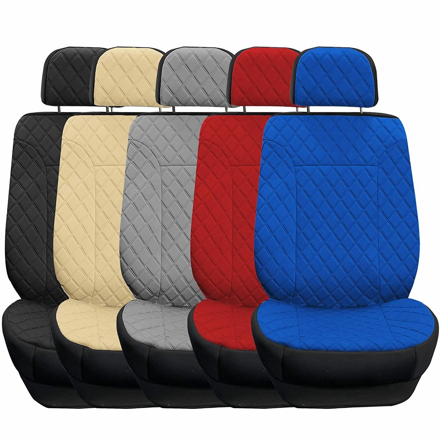 Prestige79 Neosupreme Diamond Stitch Car Seat Covers - Front Set Gray