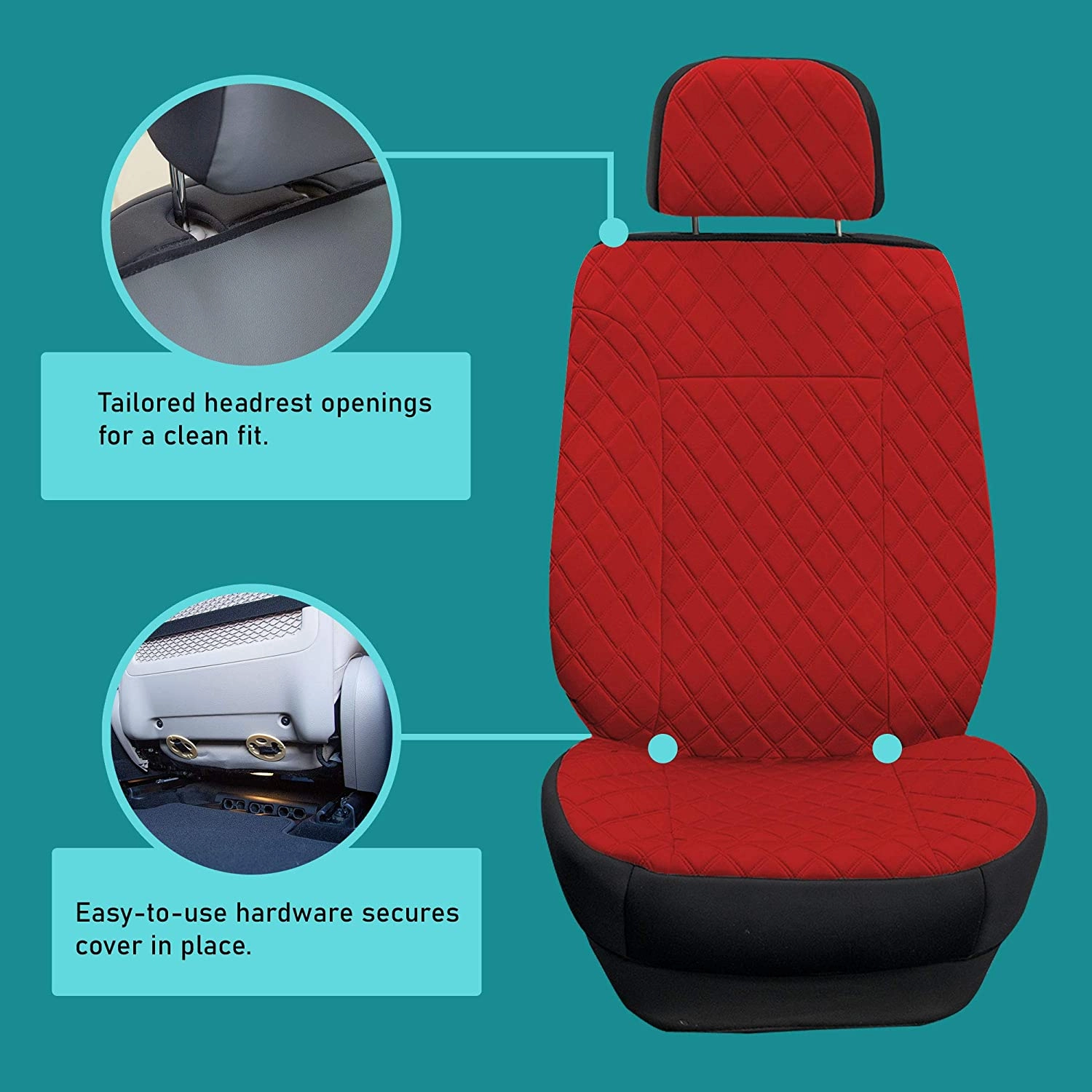 Prestige79 Neosupreme Diamond Stitch Car Seat Covers - Front Set Gray