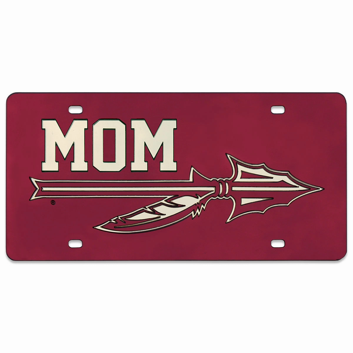 Rico Mom Spear Design Mirrored Acrylic License Plate - Garnet