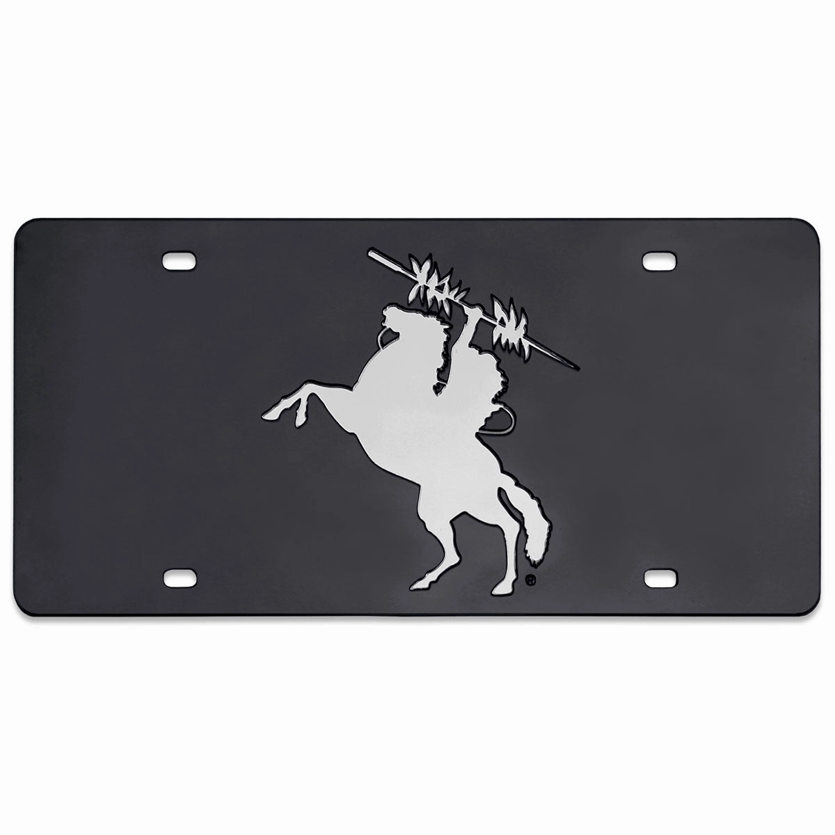 Rico Unconquered Silhouette Mirrored Acrylic License Plate - Silver/Black