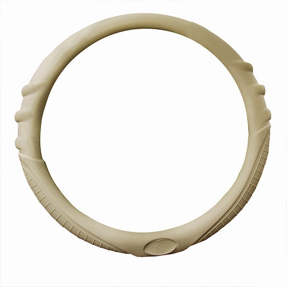 Silicone Steering Wheel Cover with Grip Marks Beige
