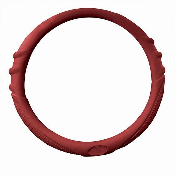 Silicone Steering Wheel Cover with Grip Marks Burgundy