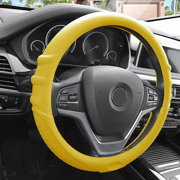 Silicone Steering Wheel Cover with Grip Marks Yellow