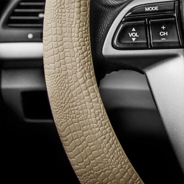 Snake Pattern Silicone steering wheel cover Beige