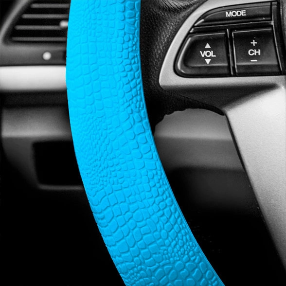 Snake Pattern Silicone steering wheel cover Light Blue