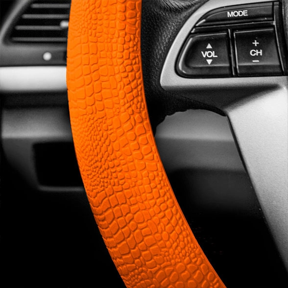 Snake Pattern Silicone steering wheel cover Orange