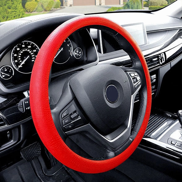 Snake Pattern Silicone steering wheel cover Red
