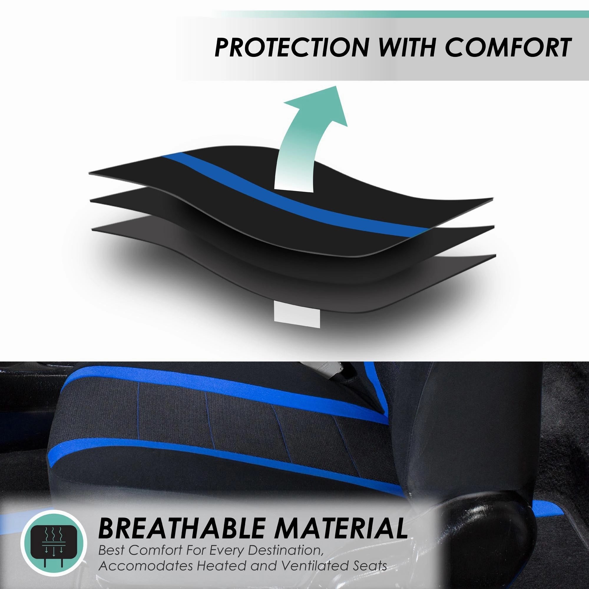 Sports Seat Covers - Rear Blue