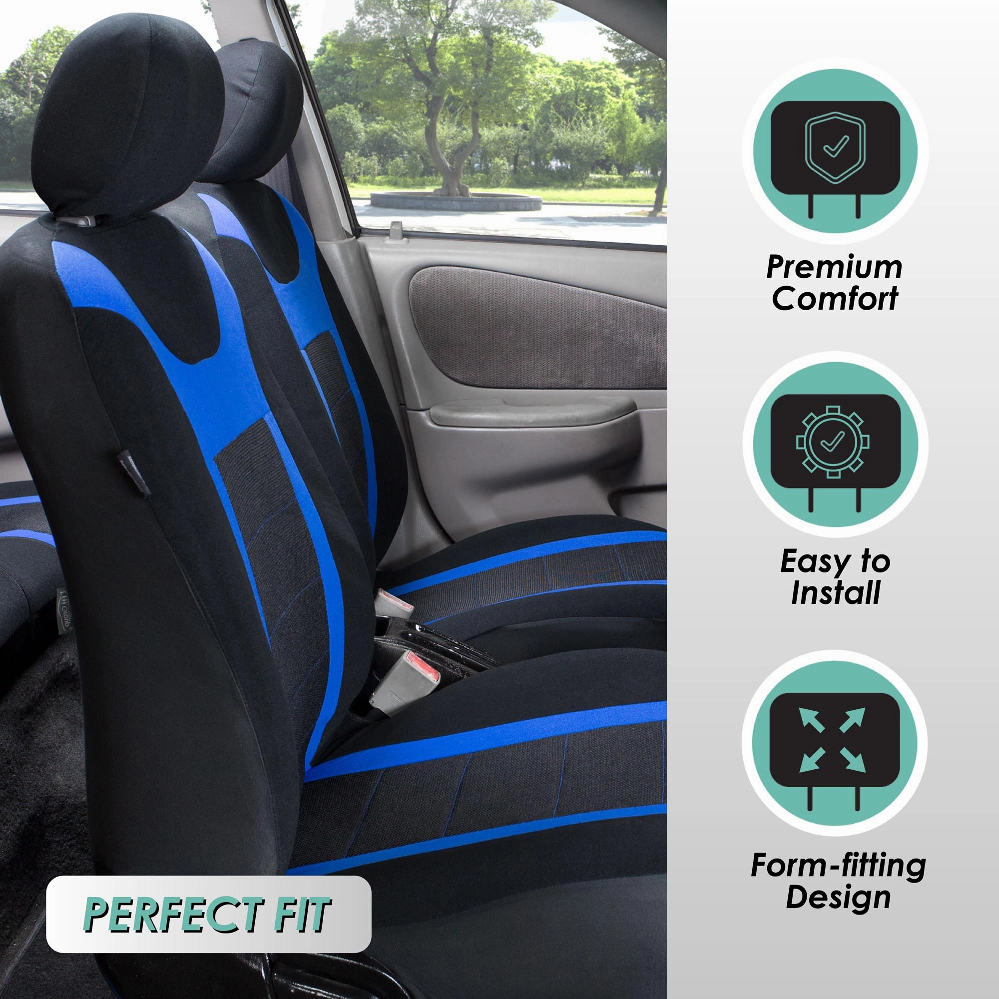 Sports Seat Covers - Rear Blue