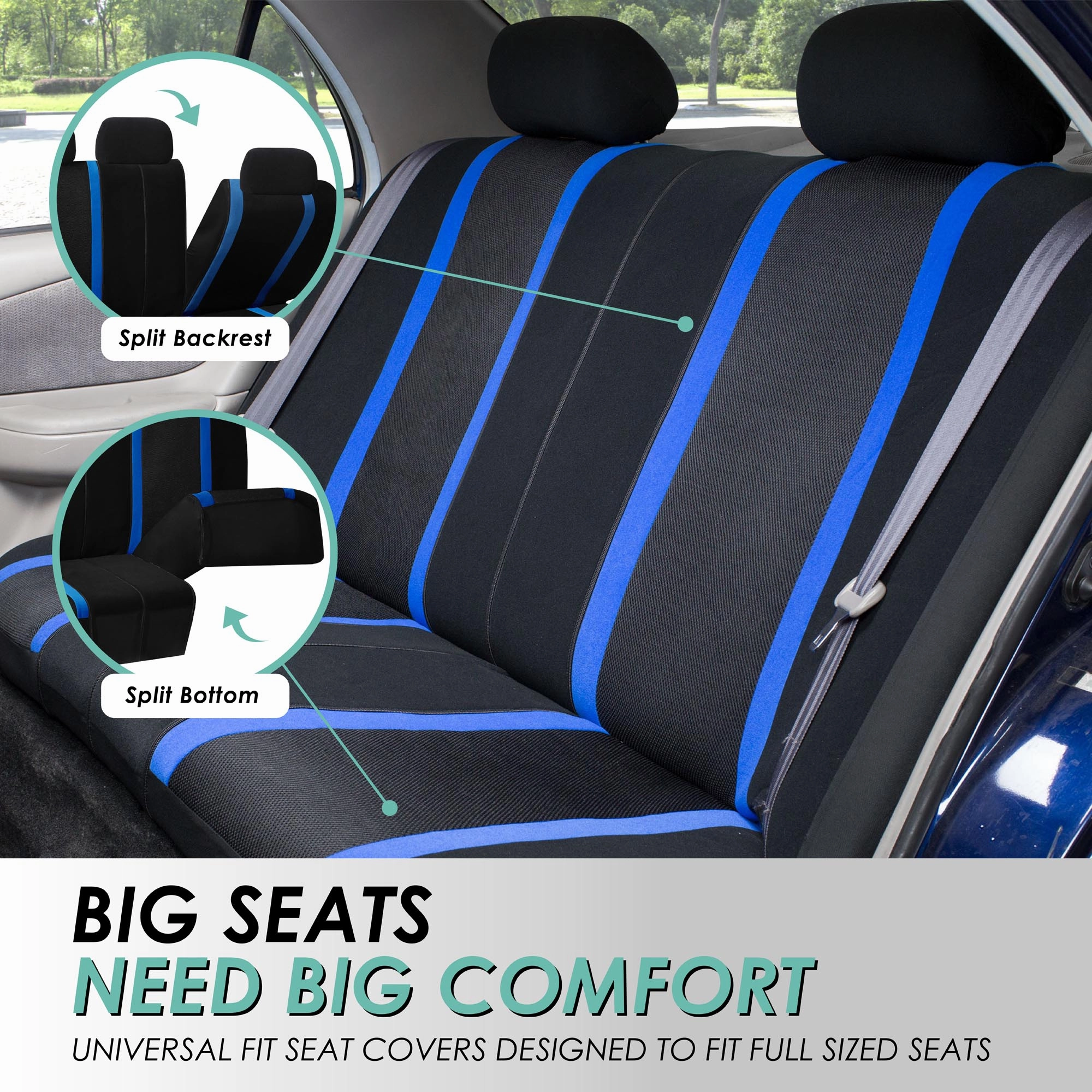 Sports Seat Covers - Rear Blue