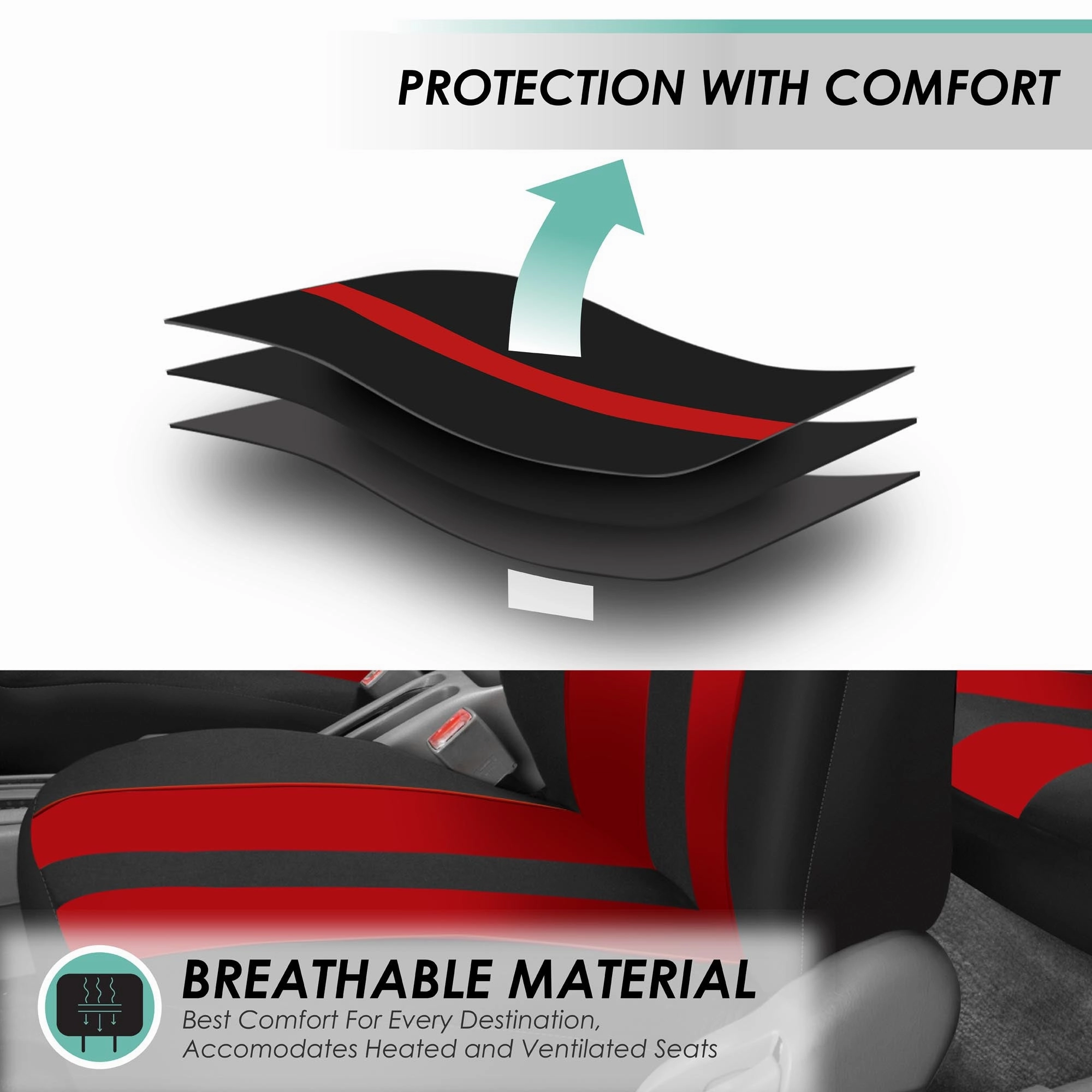 Striking Striped Seat Covers - Front Set Red