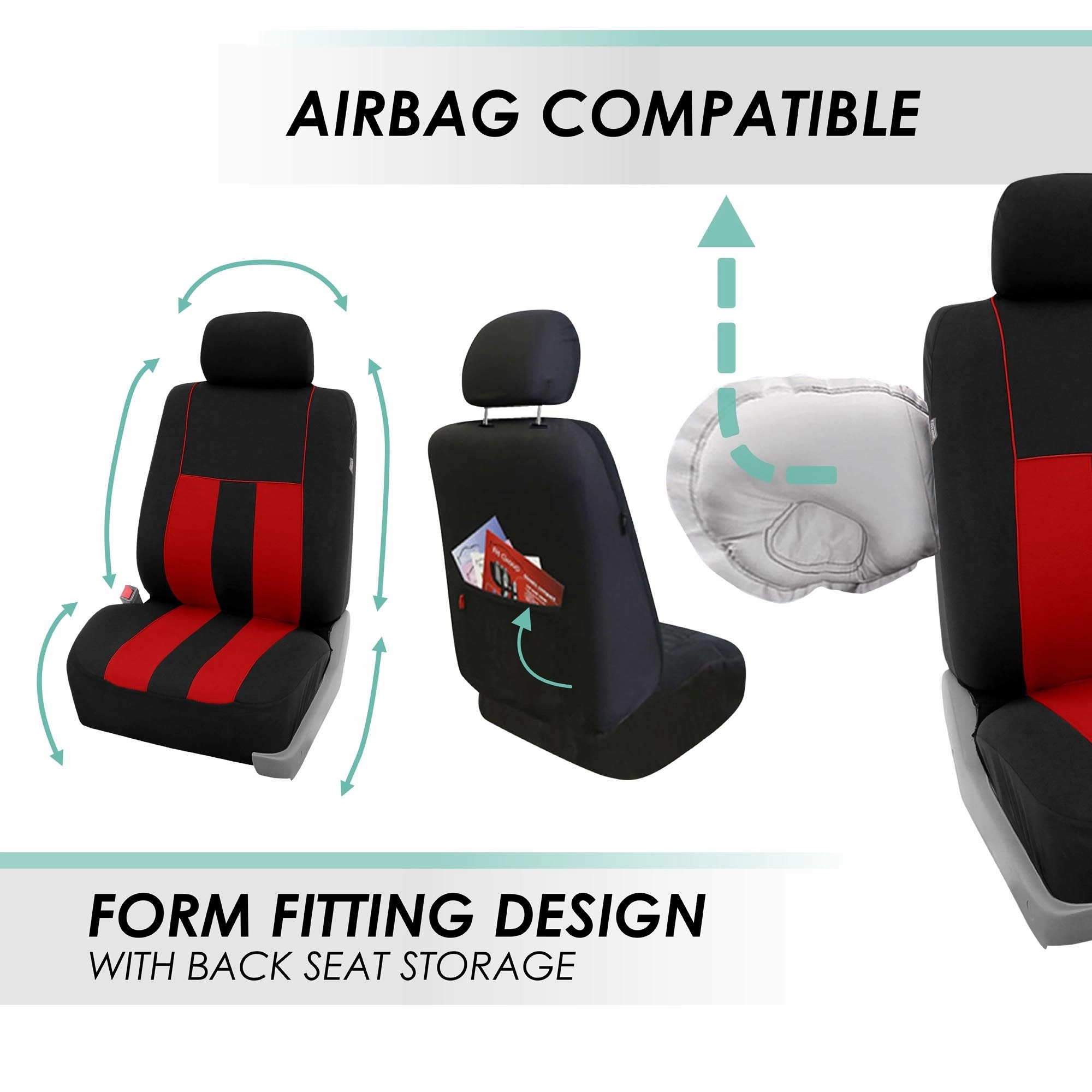 Striking Striped Seat Covers - Front Set Red