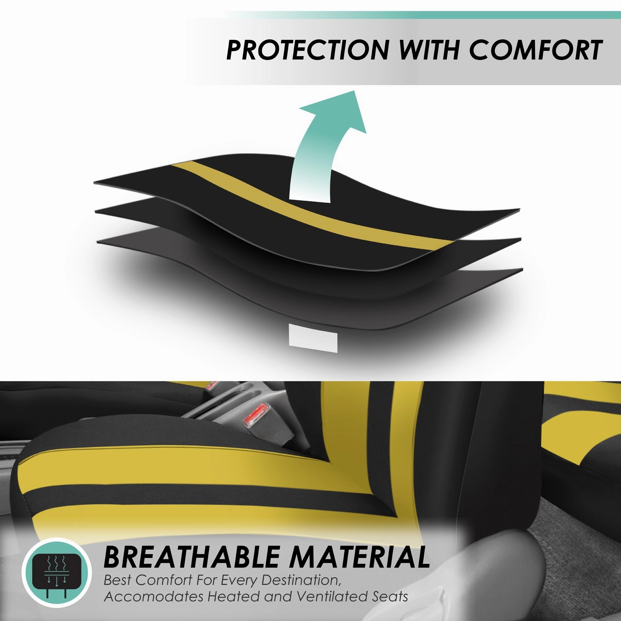 Striking Striped Seat Covers - Front Set Yellow