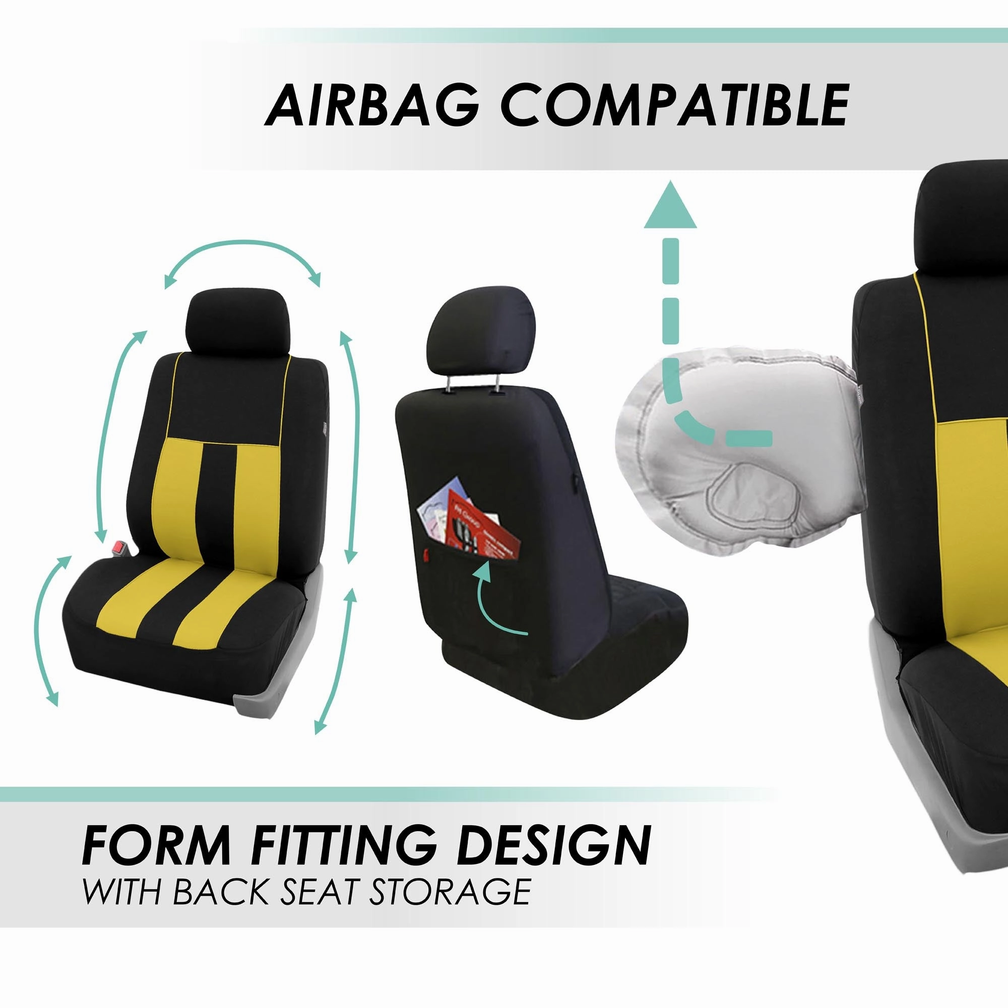 Striking Striped Seat Covers - Front Set Yellow