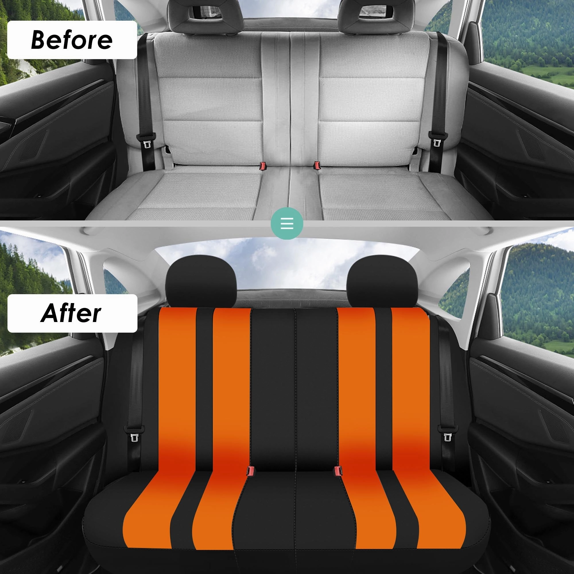 Striking Striped Seat Covers - Full Set Orange