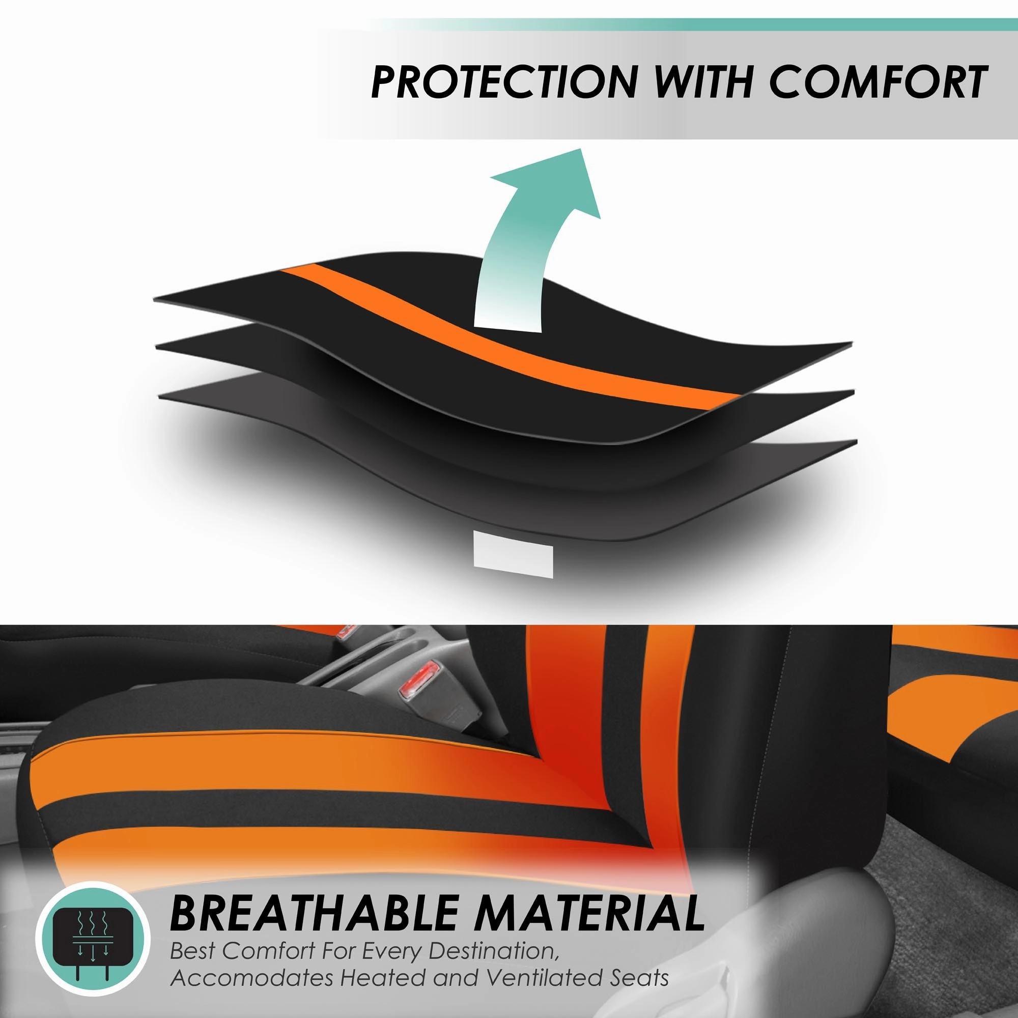 Striking Striped Seat Covers - Full Set Orange