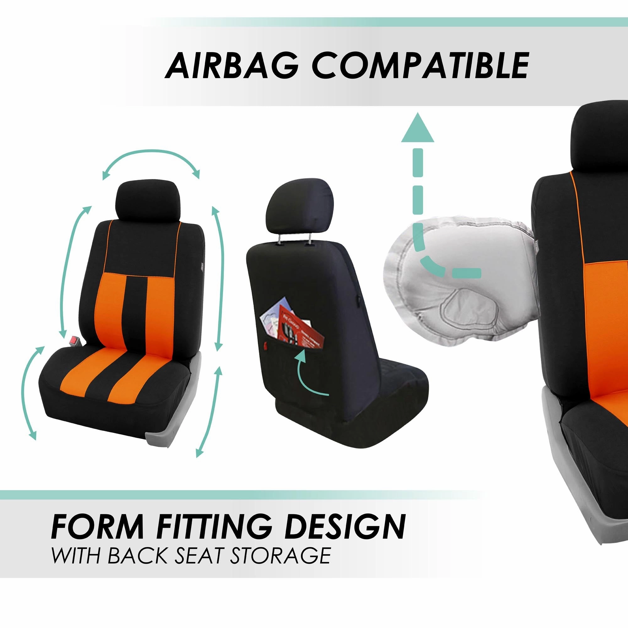 Striking Striped Seat Covers - Full Set Orange