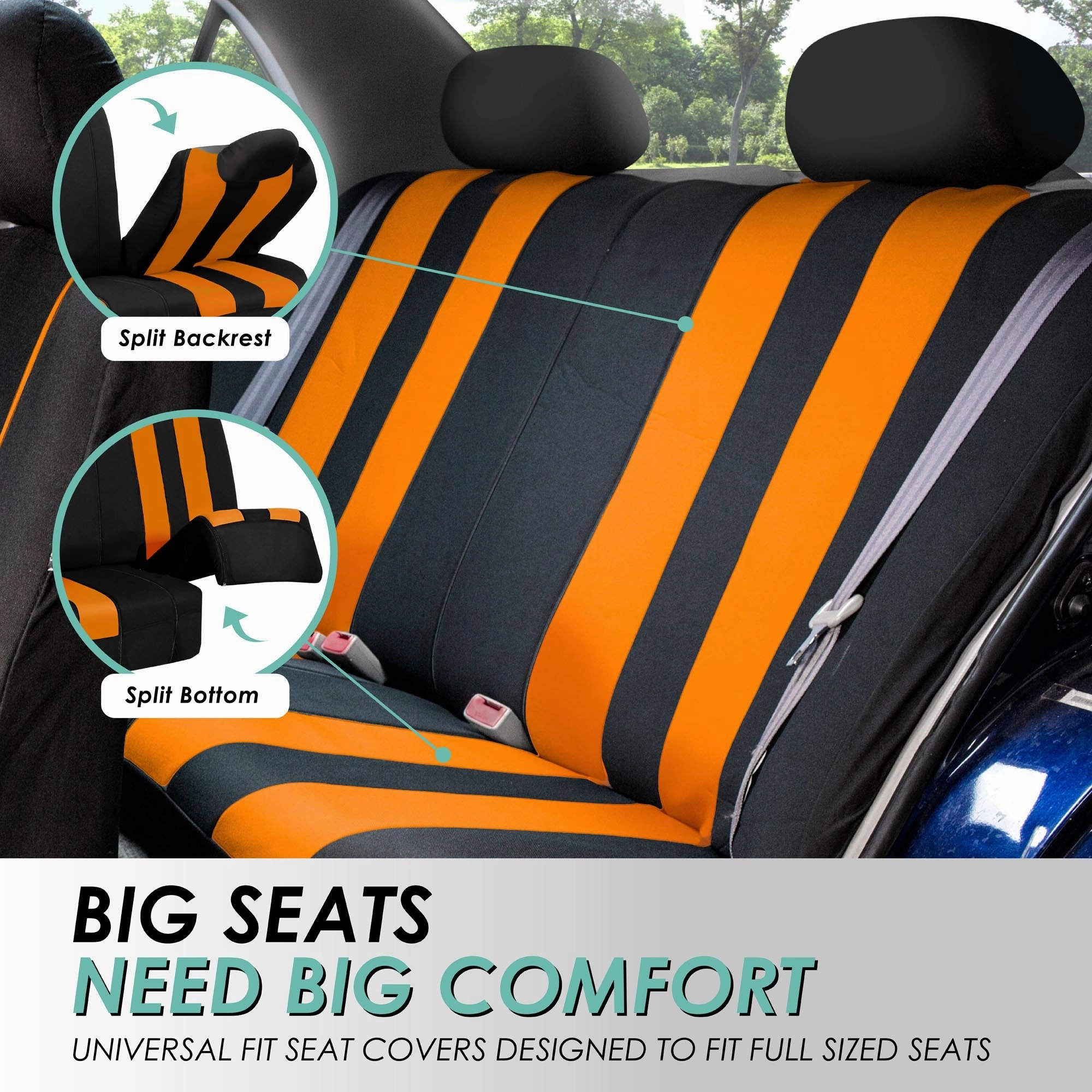 Striking Striped Seat Covers - Full Set Orange