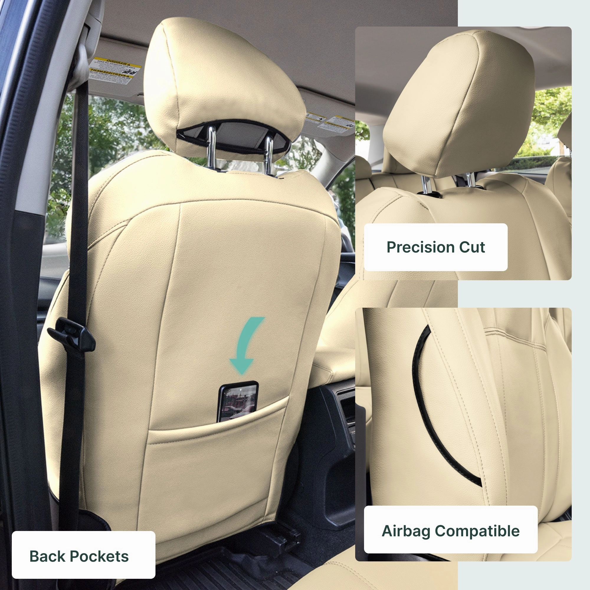 Subaru Forester 2019-2024 - Front Set Seat Covers - Beige Faux Leather