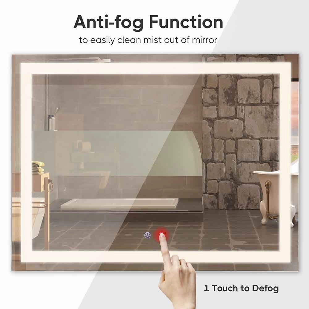 TheLAShop Frameless Bathroom Mirror with Lights Anti-Fog Touch Control