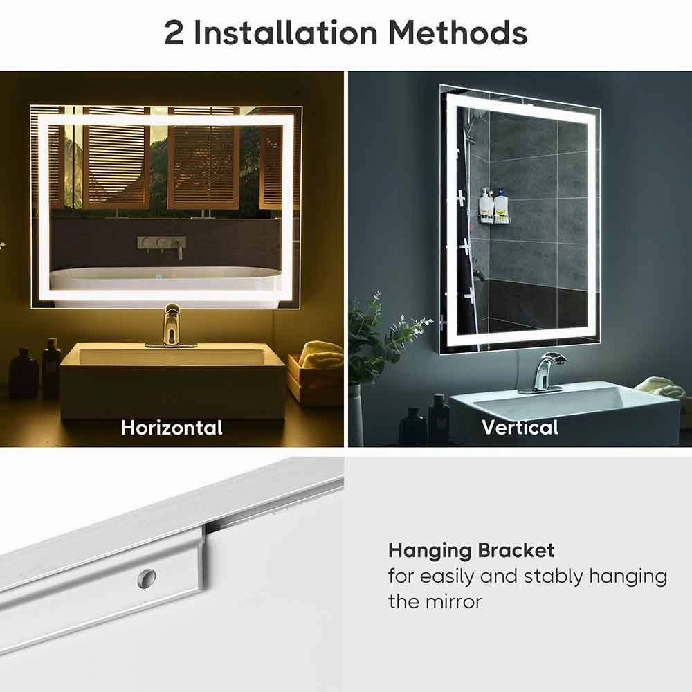 TheLAShop Frameless Bathroom Mirror with Lights Anti-Fog Touch Control