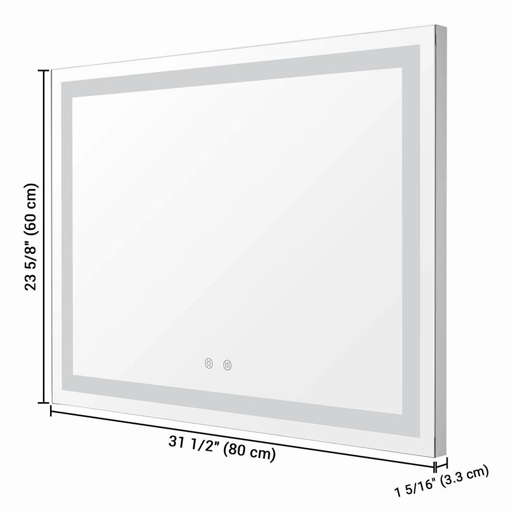 TheLAShop Frameless Bathroom Mirror with Lights Anti-Fog Touch Control