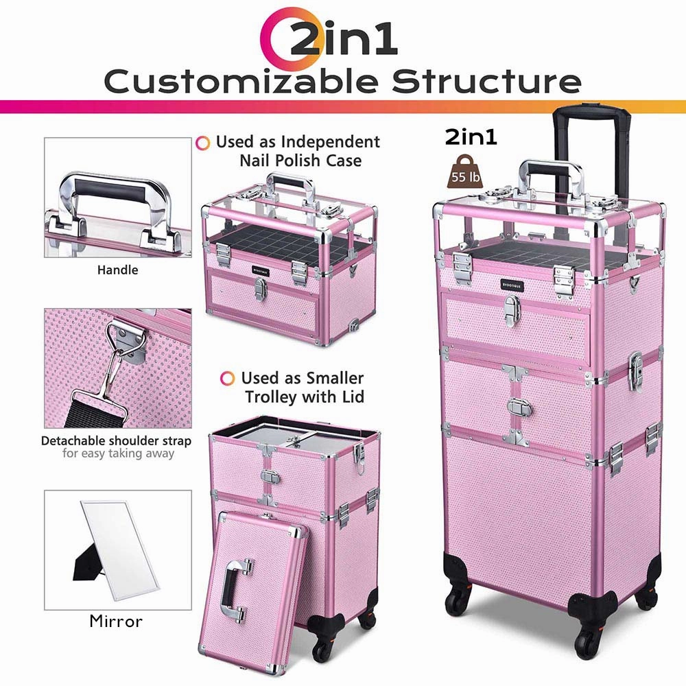 TheLAShop Rolling Makeup Case Nail Case with Drawer