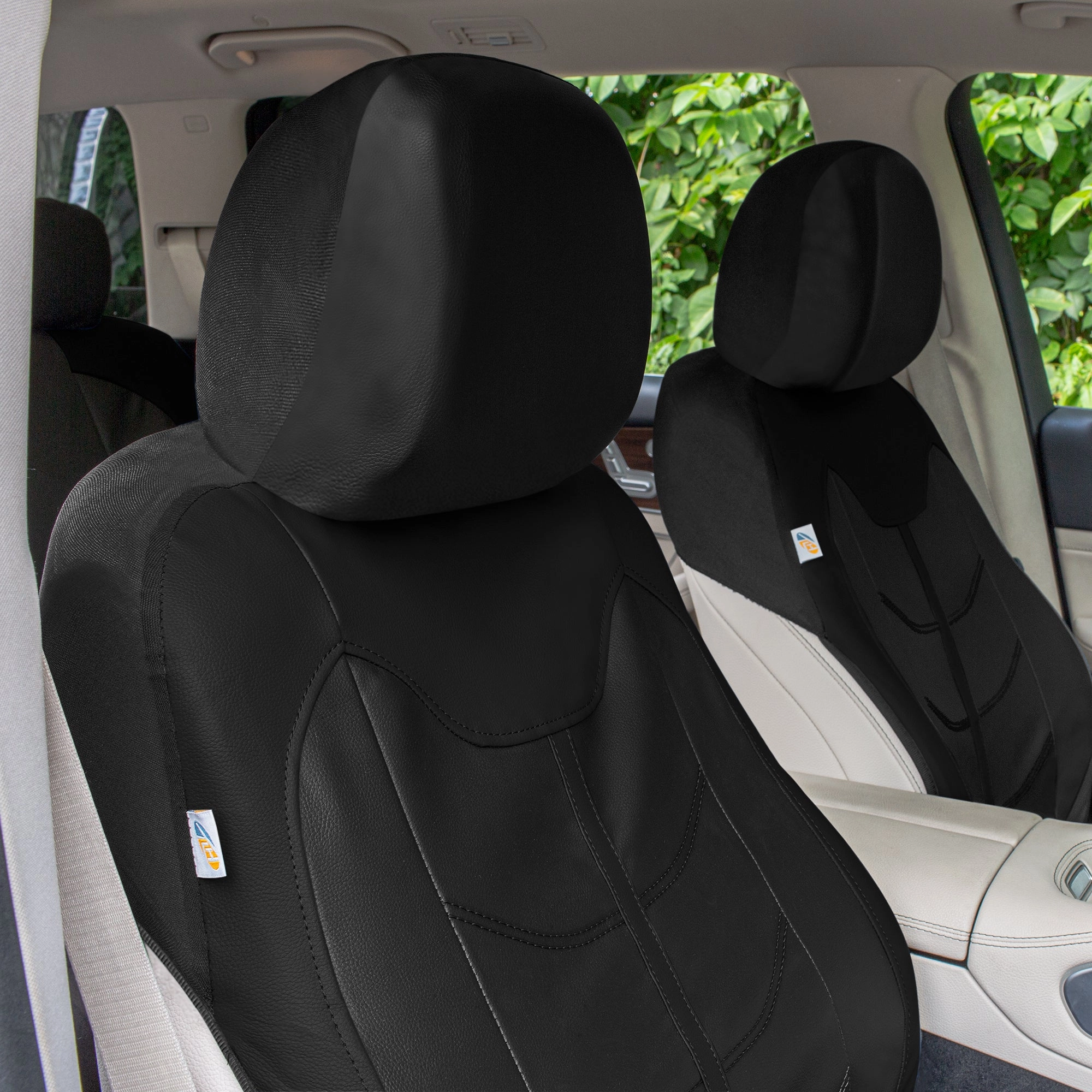 TLH Universal Fit Car Seat Cover - Full Set of Automotive Seat Covers Black
