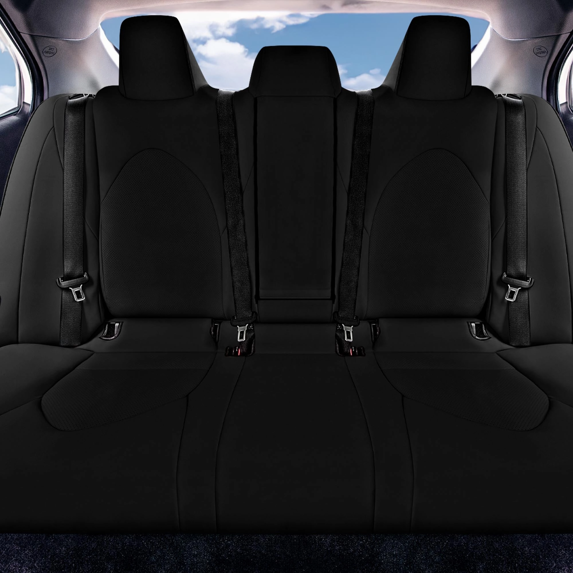 Toyota Camry 2018 - 2024 L | LE | SE | XLE | XSE - Rear Set Seat Covers - Black Faux Leather